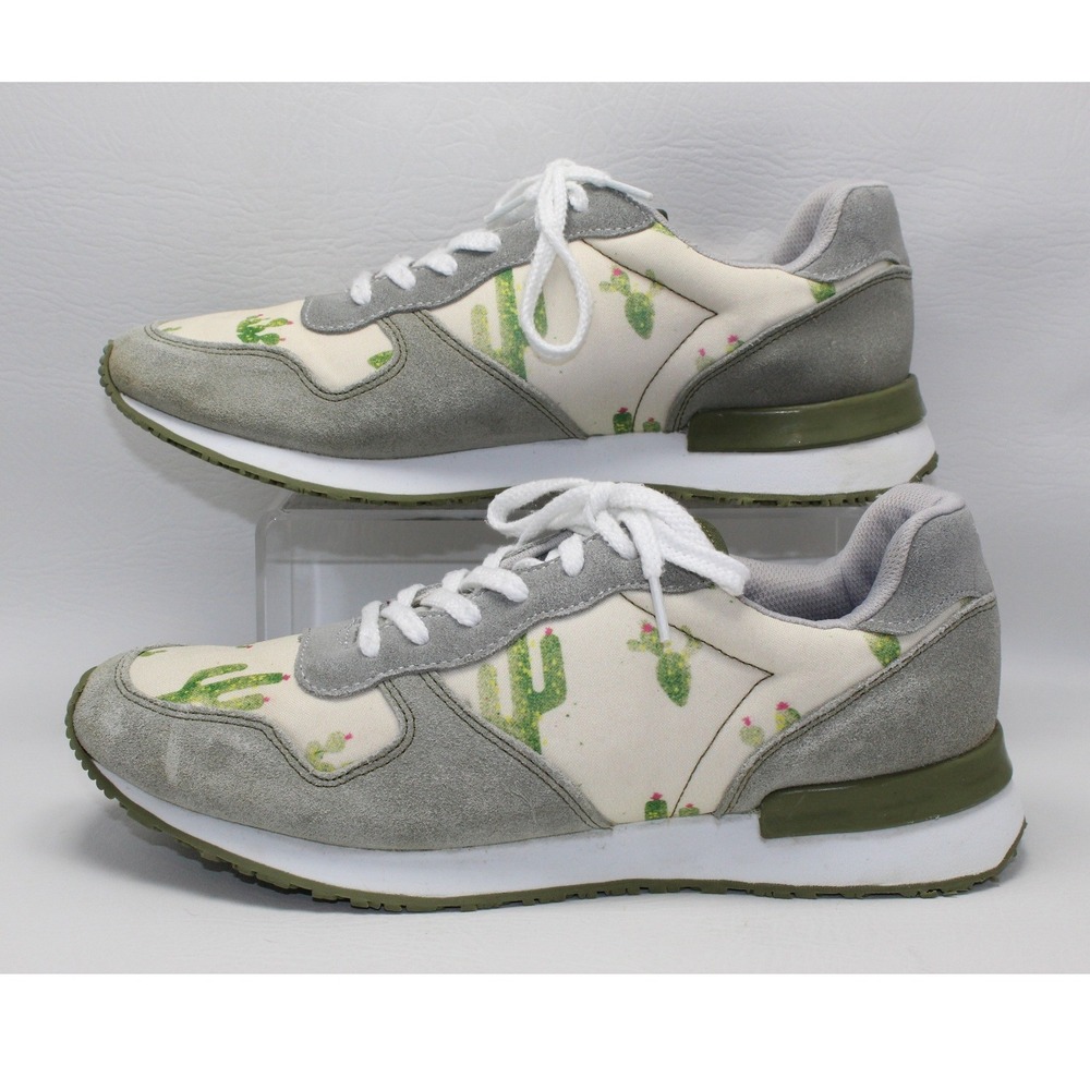 Inkkas Cactus Print Grey Suede Jogger Sneakers Mens 10 Womens 12 Mexico